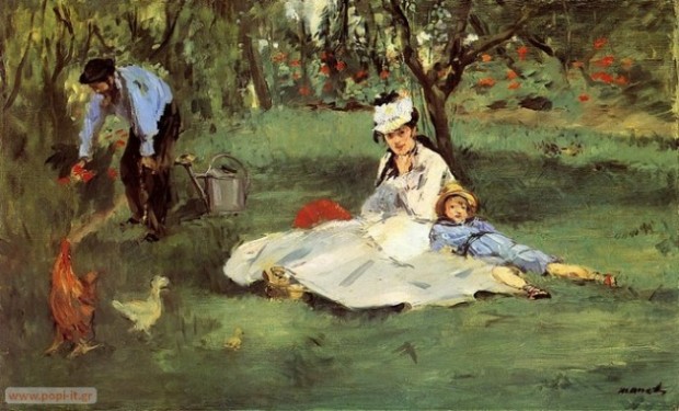 The Monet Family in Their Garden, by Edouard Manet. 1874