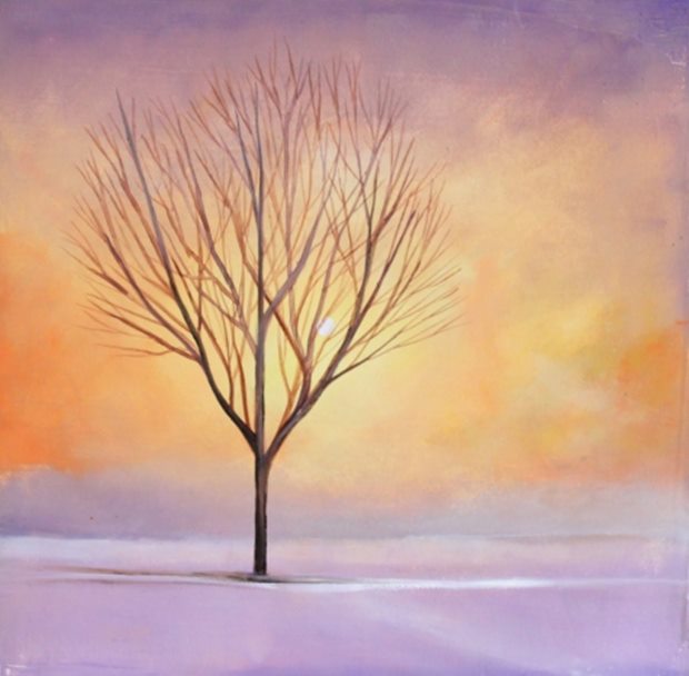 Winter trees paintigs - Πίνακες με Χειμωνιάτικα δέντρα.