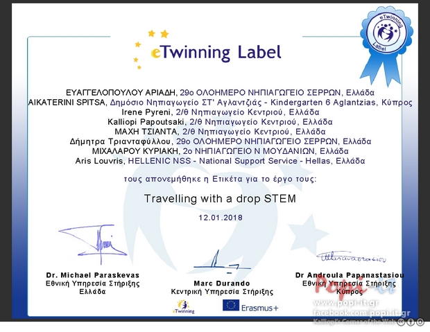 STEM : Travelling with a drop / eTwinning (Ξεκινάμε...)